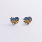 Серебряные серьги - пусеты "Сердечки" (голубые и желтые камни) 912с от ювелирного магазина Оникс