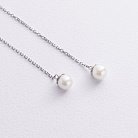 Сережки - протяжки з перлами (біле золото) с09073 от ювелирного магазина Оникс - 1