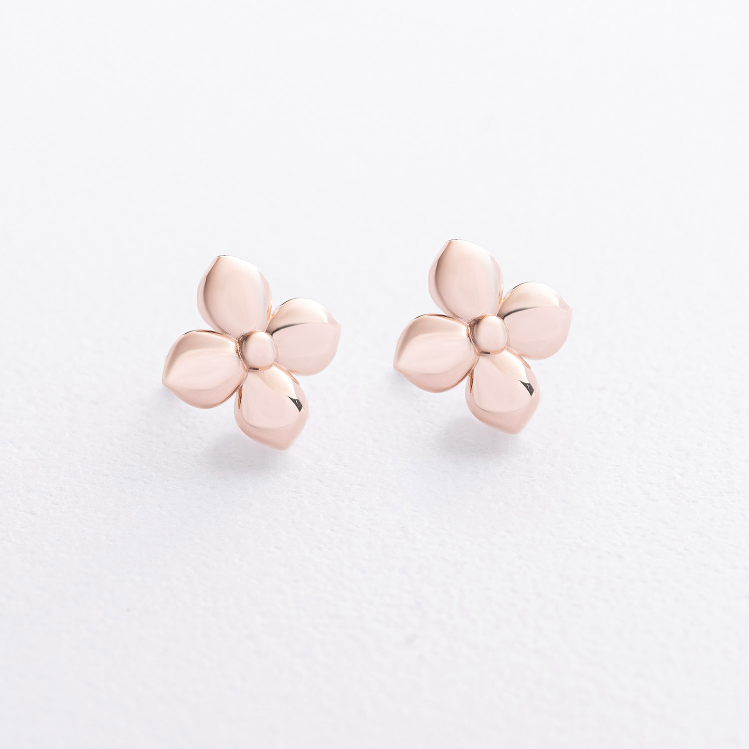 

Cерьги - пусеты "Клевер" в красном золоте с09605, с09605