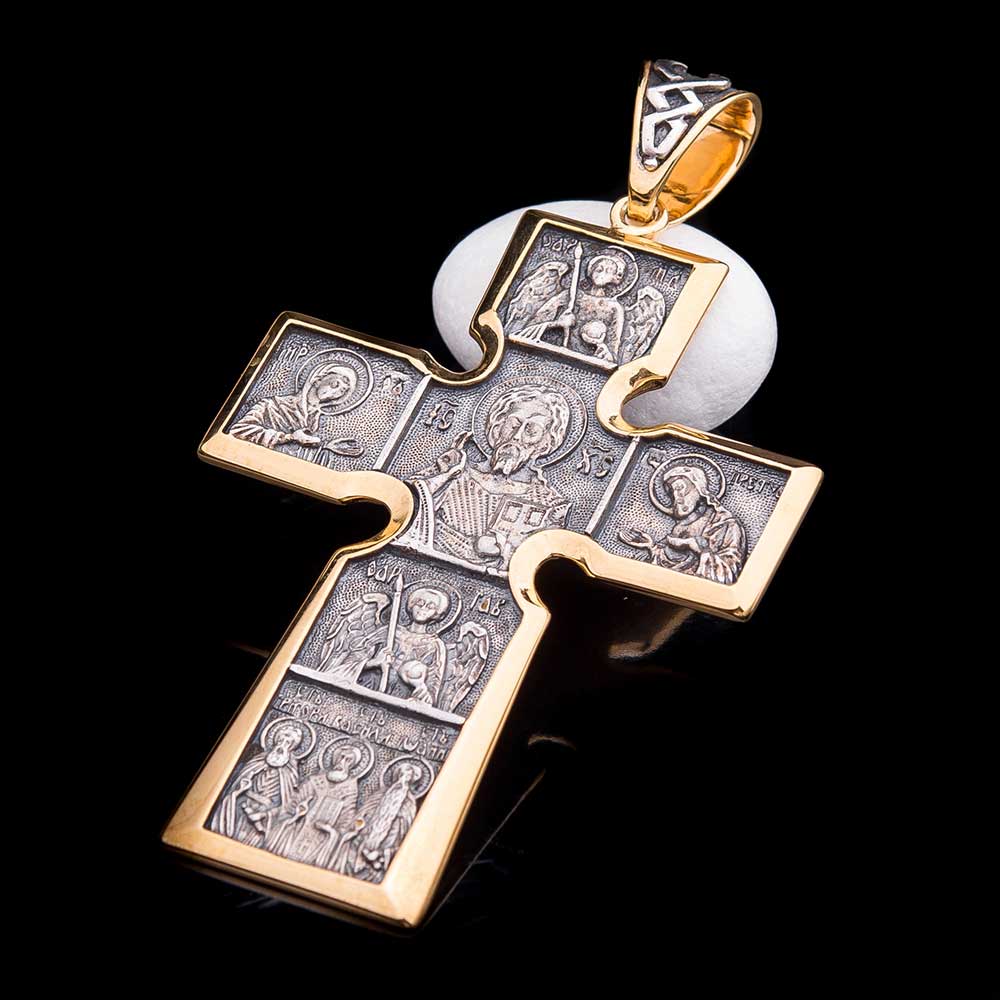 Крестики серебряные с золотом