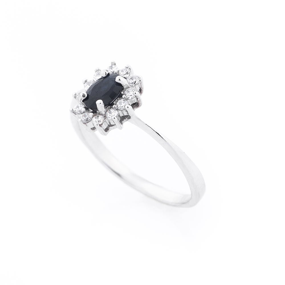 Помолвочное серебряное кольцо (сапфир фианиты) от ювелирного магазина Оникс