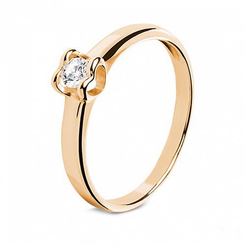 Золотое помолвочное кольцо Сердце с бриллиантом от ювелирного магазина Оникс