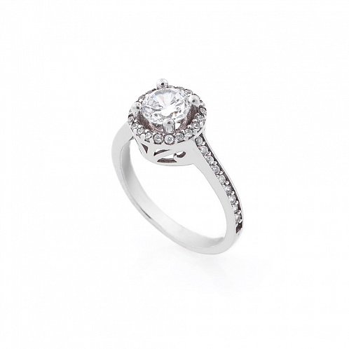 Серебряное помолвочное кольцо с фианитами 2 от ювелирного магазина Оникс