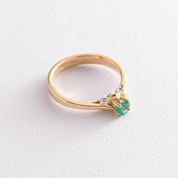 Золотое кольцо с изумрудом и бриллиантами - Оникс