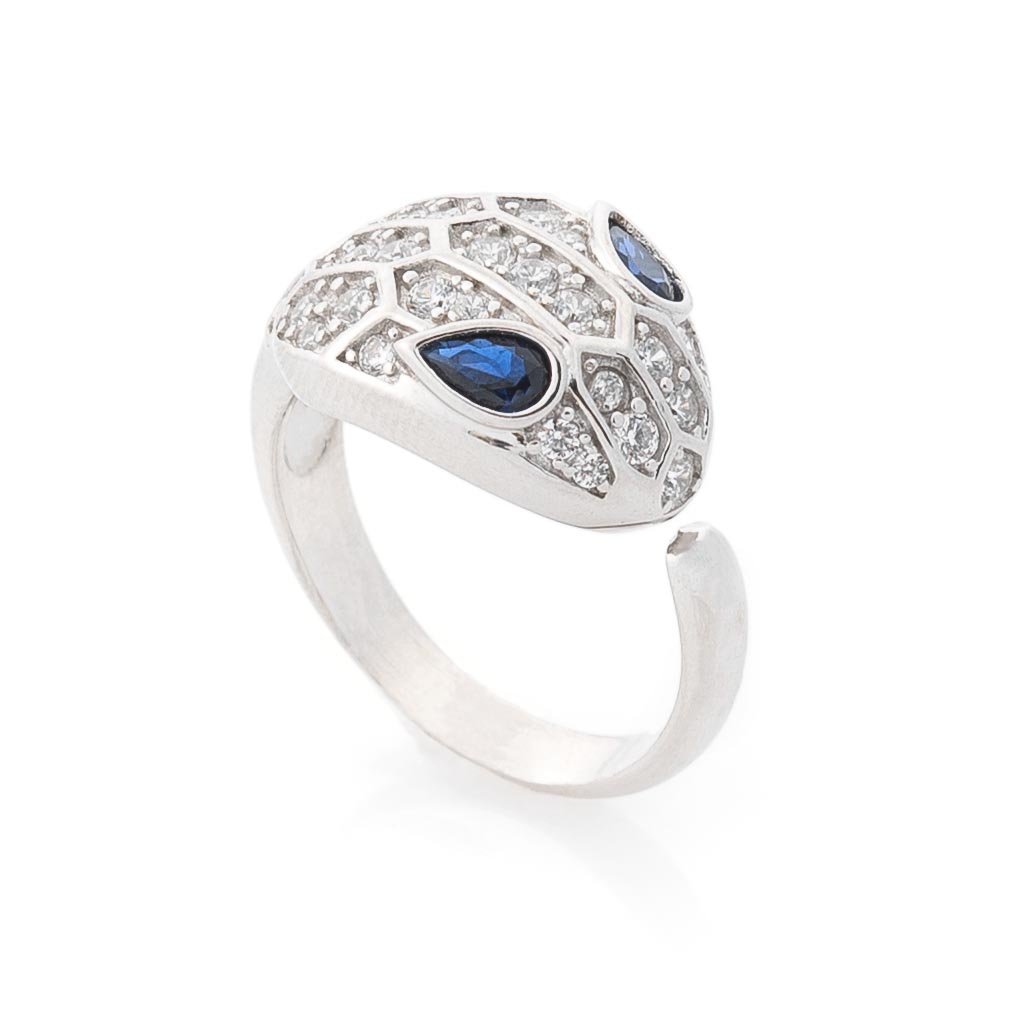 Серебряное кольцо Змея (фианиты) от ювелирного магазина Оникс