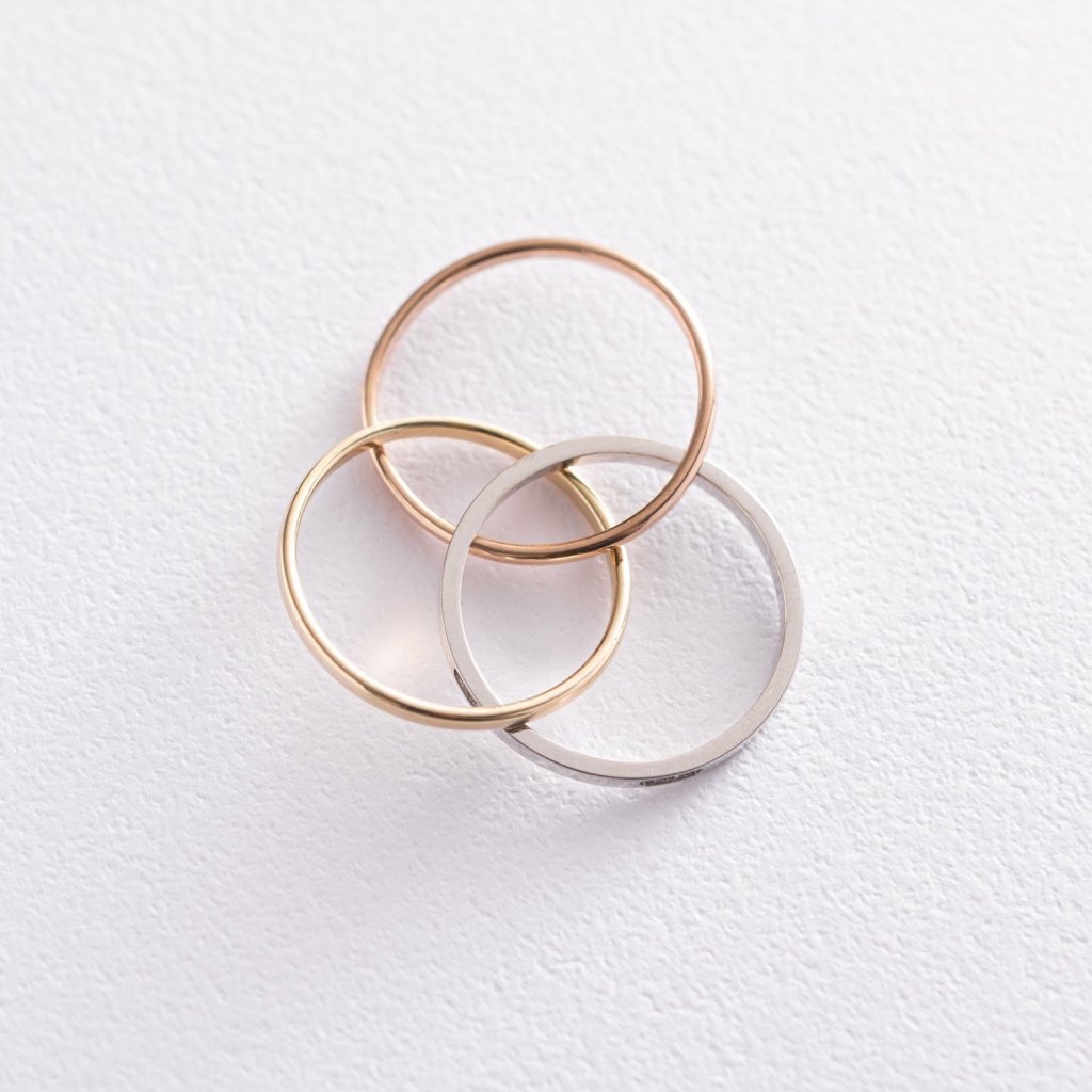 Кольцо из трех цветов золота с фианитами - Оникс