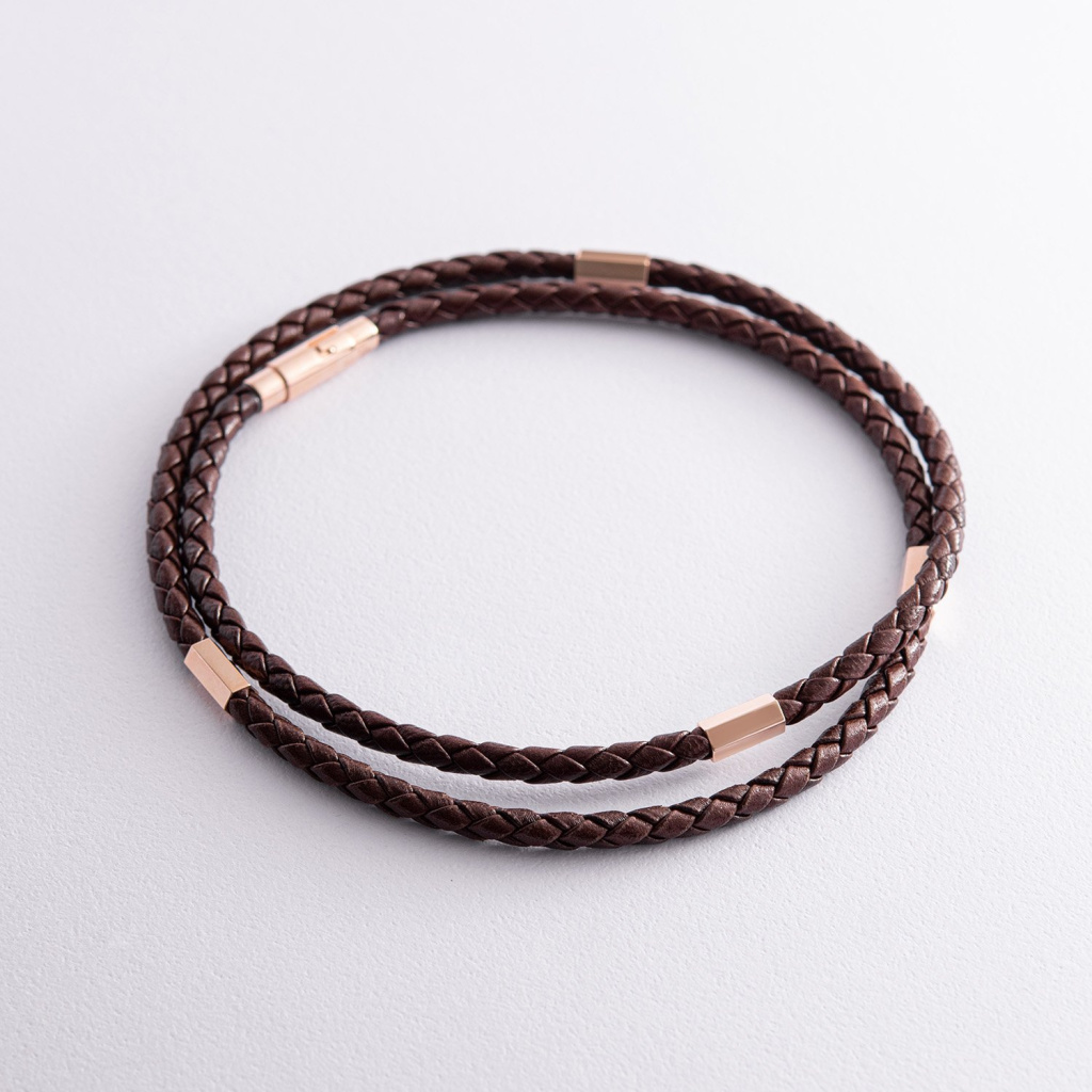 шкіряний шнурок з золотом Oniks