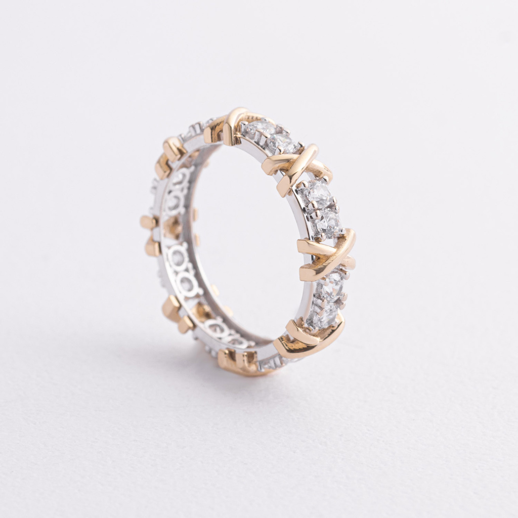 каблучка з білого золота з фіанітами Oniks