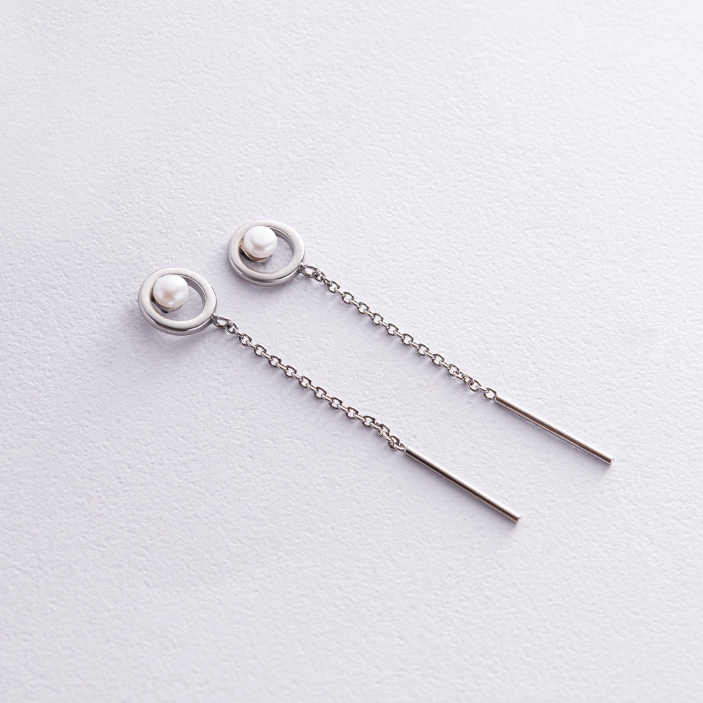 купити срібні сережки з перлами біла церква Oniks