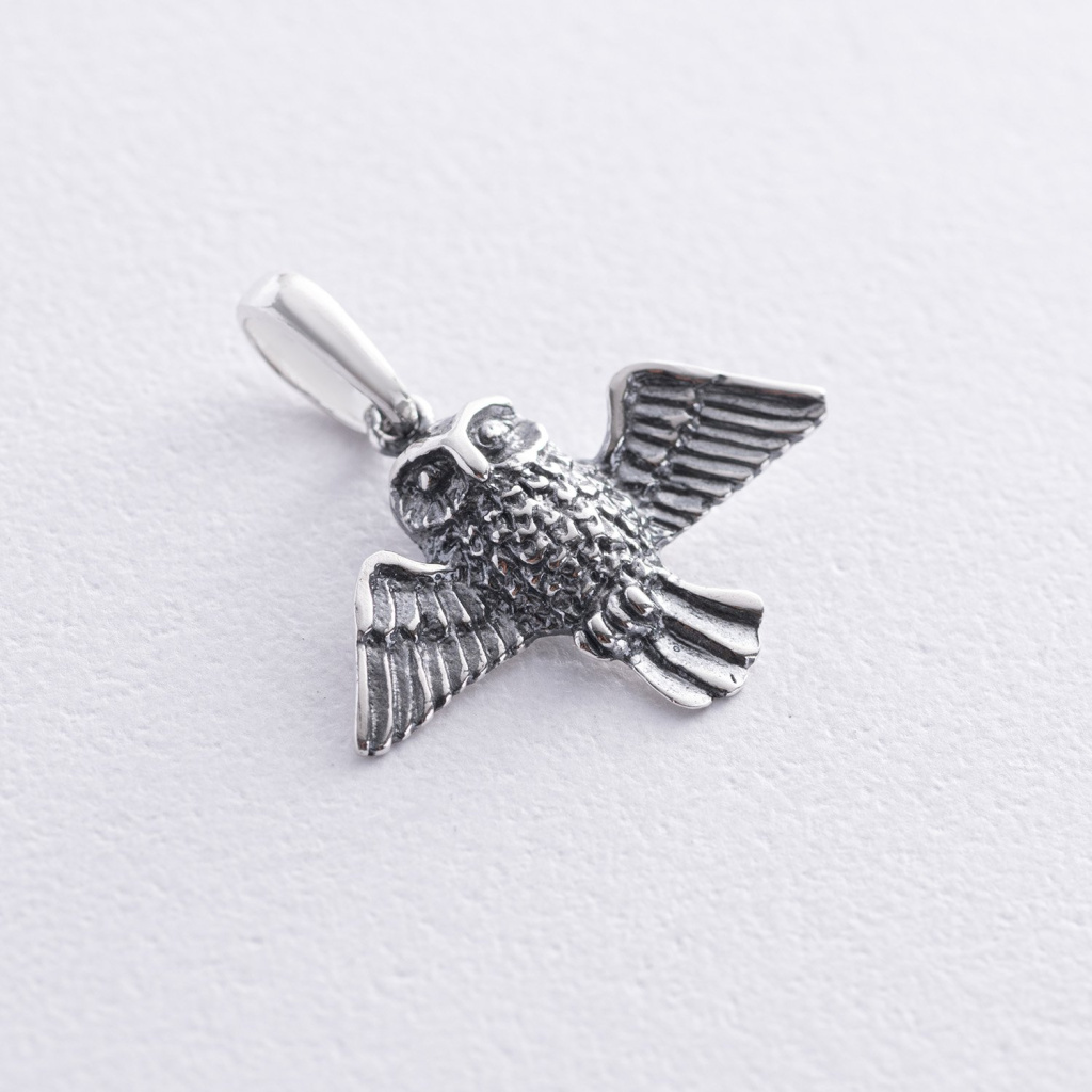 срібна підвіска сова Oniks