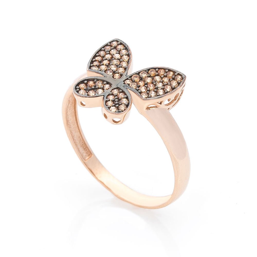 Золотое кольцо Бабочка с фианитами от ювелирного магазина Оникс