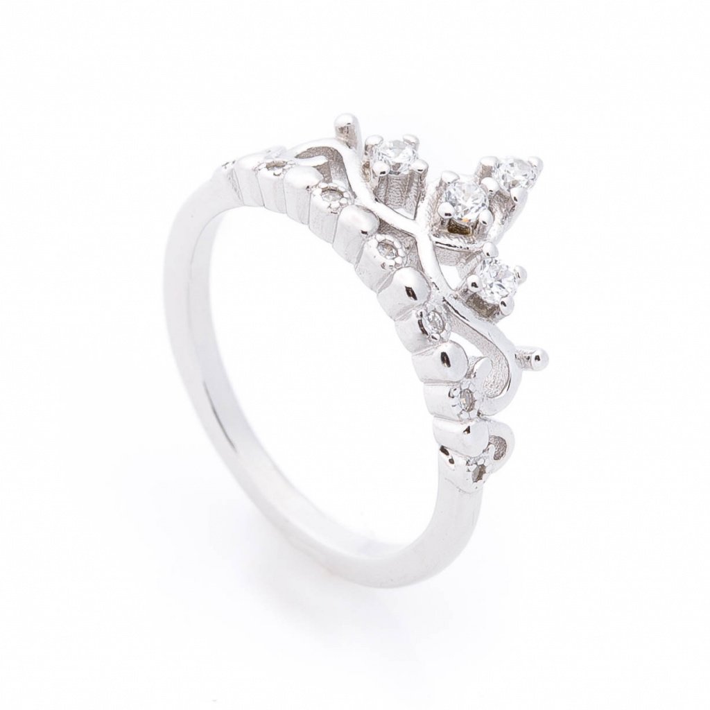 Серебряное кольцо Корона с фианитами от ювелирного магазина Оникс