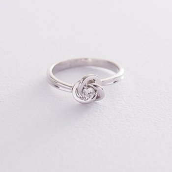 Кольцо с бриллиантом в белом золоте - Оникс