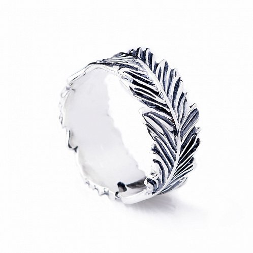 Серебряное кольцо Перышко чернение от ювелирного магазина Оникс