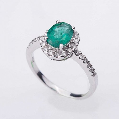 Помолвочное кольцо с бриллиантами и изумрудом 3 от ювелирного магазина Оникс