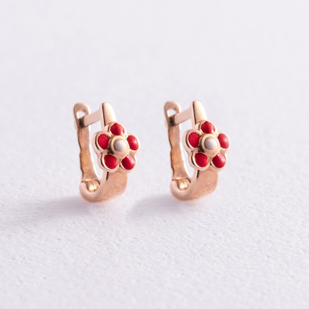 купити дитячі золоті сережки з емаллю Oniks