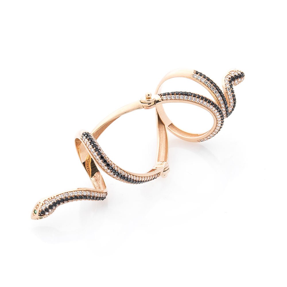 Золотое кольцо на фалангу Змея с фианитами от ювелирного магазина Оникс