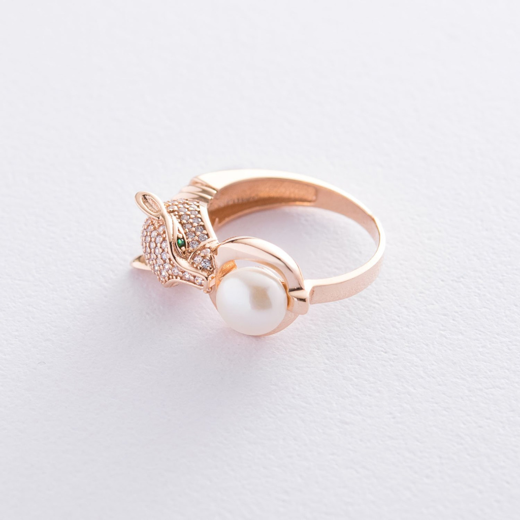 купити золота каблучка з перлиною Oniks