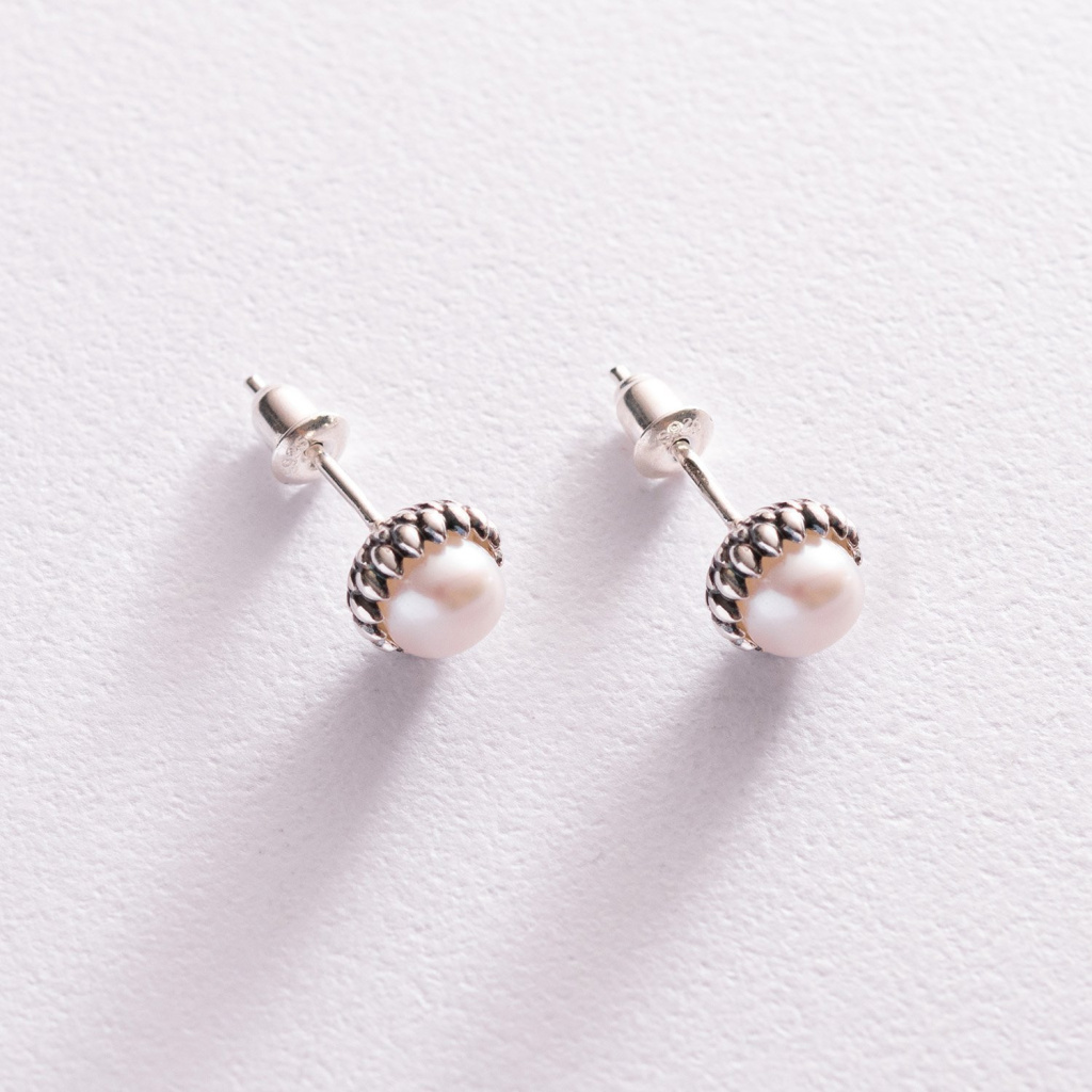 срібні сережки з перлами біла церква Oniks