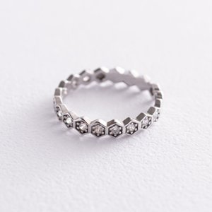 Серебряное кольцо "Грани" с фианитами - Оникс