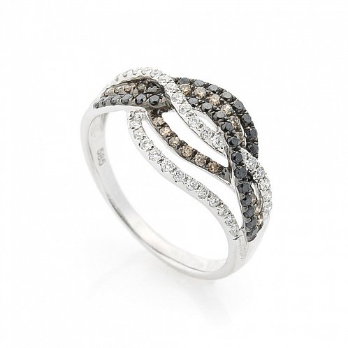 Золотое кольцо с черными бриллиантами 3 от ювелирного магазина Оникс
