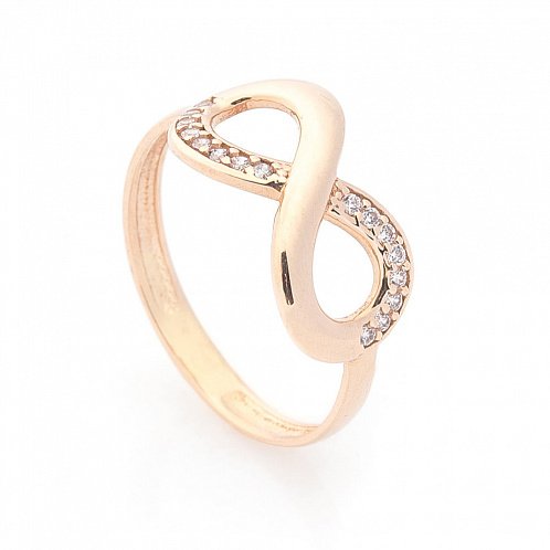 Золотое кольцо Бесконечность с фианитами от ювелирного магазина Оникс