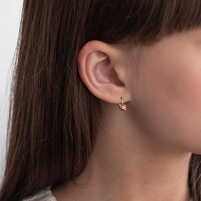 Детские золотые серьги "Сердечки" с06220 №3