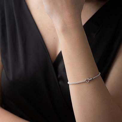 Золотий браслет "Серце" з діамантами бб0023са №8