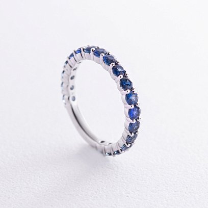 Золота каблучка з доріжкою каменів (сапфіри) кб0483nl