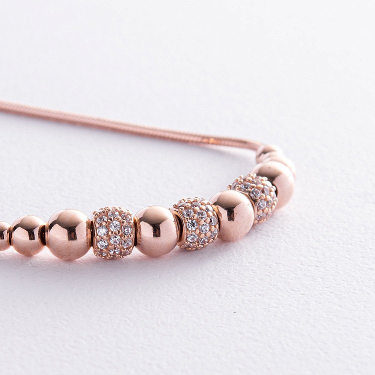 Браслет "Шарики" в красном золоте (фианиты) б04801 - 2 Браслет "Шарики" в красном золоте (фианиты) б04801 от ювелирного магазина Оникс - 2