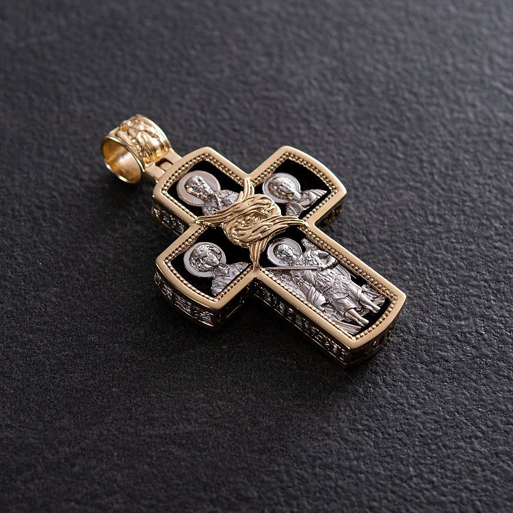 Чоловічий православний хрест з ебенового дерева та золота "Розп'яття" п00225ж від ювелірного магазину Онікс - 8