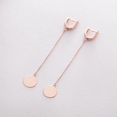 Сережки "Монетки" з червоного золота с06398