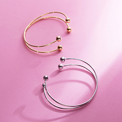 Жорсткий браслет "Кульки" (жовте золото) б05593 №6