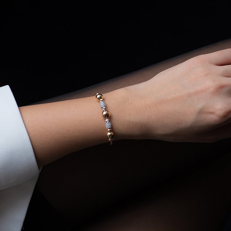 Золотий браслет з фіанітами б04369 від ювелірного магазину Онікс - 5