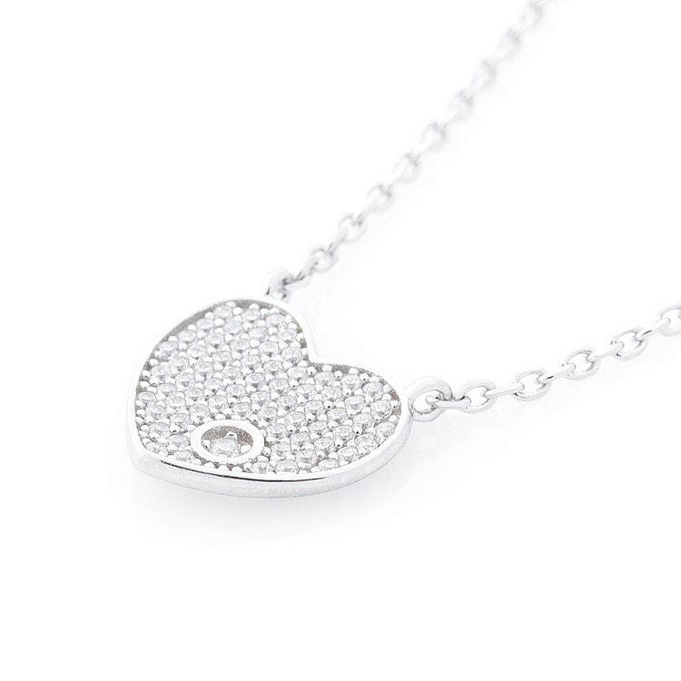 Серебряное колье с сердечком (фианит) 18759 от ювелирного магазина Оникс - 4