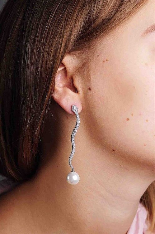 Серьги (искусственный жемчуг) 121193 - 2 Серьги (искусственный жемчуг) 121193 от ювелирного магазина Оникс - 2