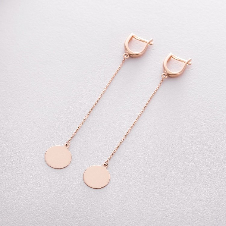 Сережки "Монетки" з червоного золота с06398 від ювелірного магазину Онікс