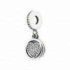 Шарм из серебра "Сердце с фианитами" (эмаль) 132589 от ювелирного магазина Оникс