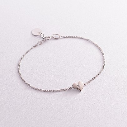 Золотий браслет "Сердечко з фіанітом" б04857