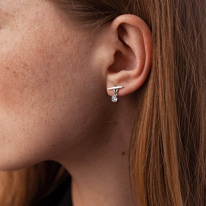 Срібні сережки - пусетами "Естер" з фіанітами 123219 №4