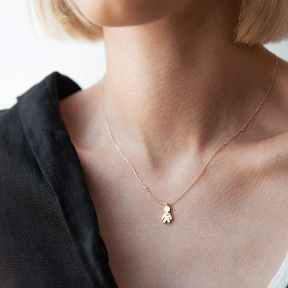 Кольє "Хлопчик" у жовтому золоті (фіаніт) кол02198 №2