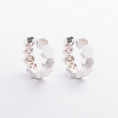 Серебряные серьги - кольца "Miranda" (фианиты) 123517