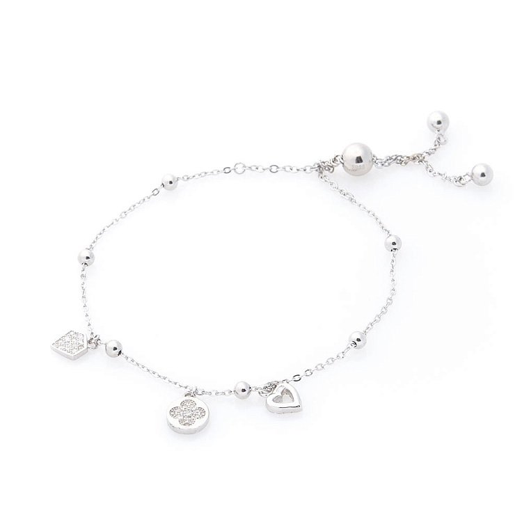Серебряный браслет "Клевер и сердечко" (фианит) 141253 от ювелирного магазина Оникс