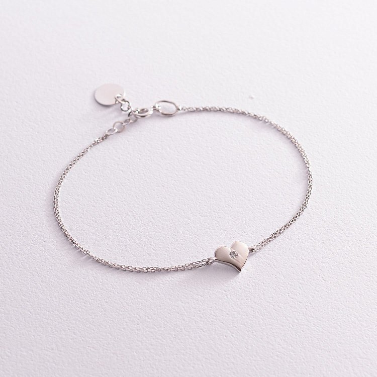 Золотий браслет "Сердечко з фіанітом" б04857 від ювелірного магазину Онікс