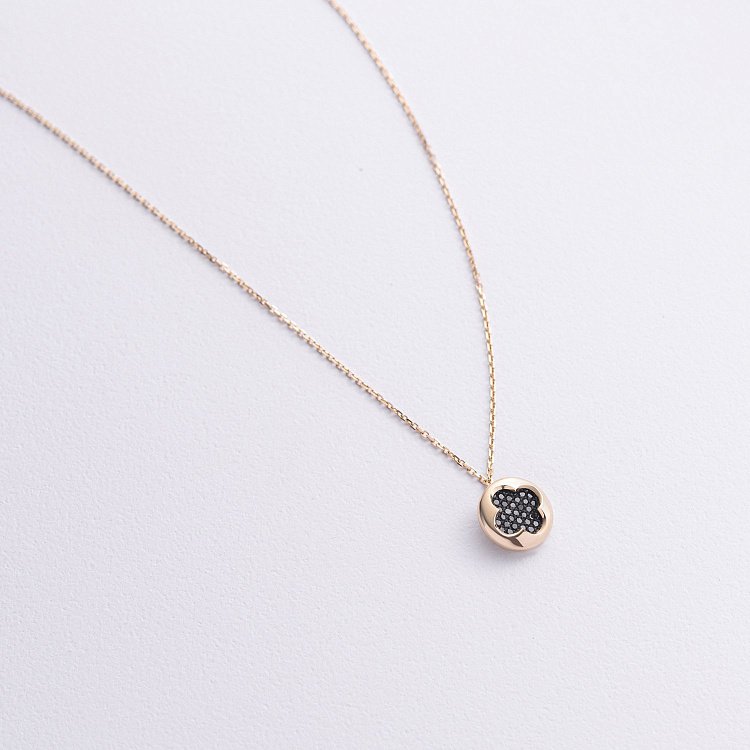 Золотое колье "Клевер" с черными бриллиантами 741171622 от ювелирного магазина Оникс