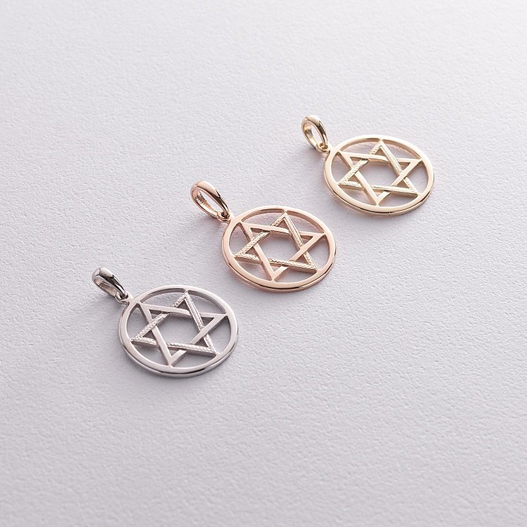 Кулон "Звезда Давида" в белом золоте п03880 от ювелирного магазина Оникс - 2