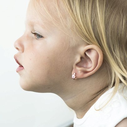 Золоті дитячі сережки "Квіточка" з емаллю с02315 №4