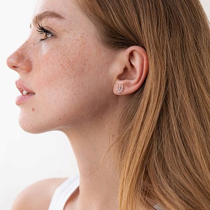 Золотые серьги - пусеты "Герб Украины - Тризуб" с07943 №5