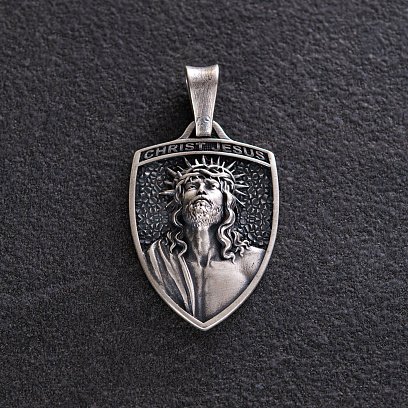Срібний кулон "Ісус Христос у терновому вінці" 133175 №6