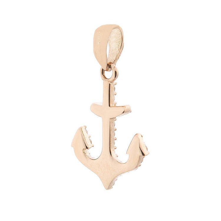 Золотий кулон "Якір" (фіаніти) п02931 від ювелірного магазину Онікс - 1